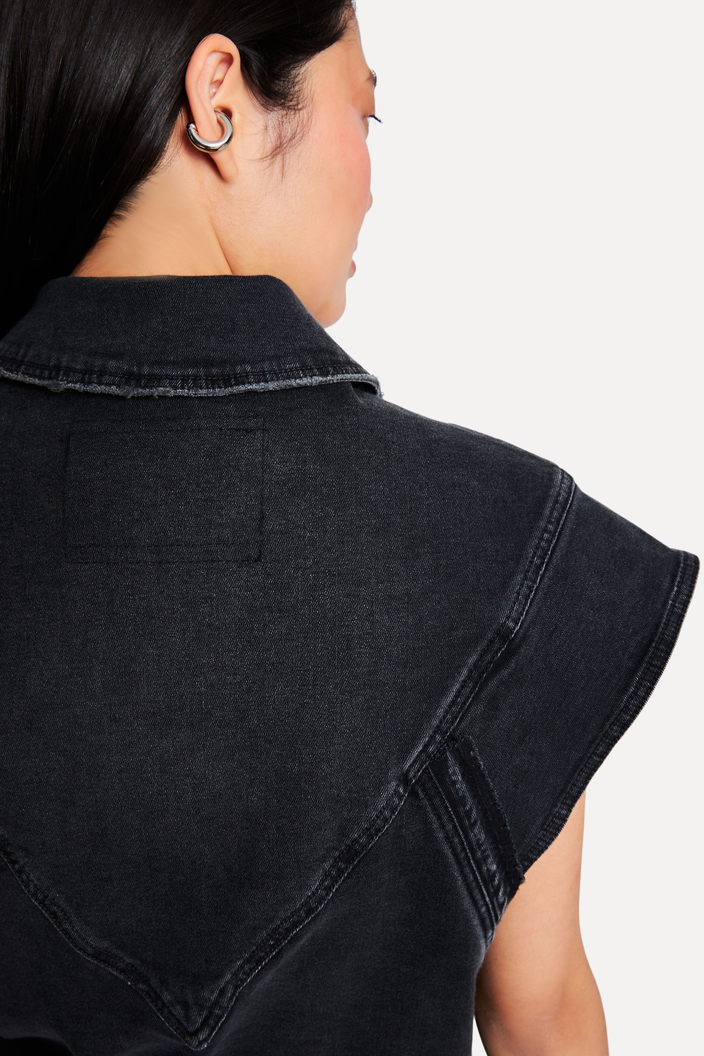 COLETE  PRETO REVERSA BLACK JEANS OVERSIZED