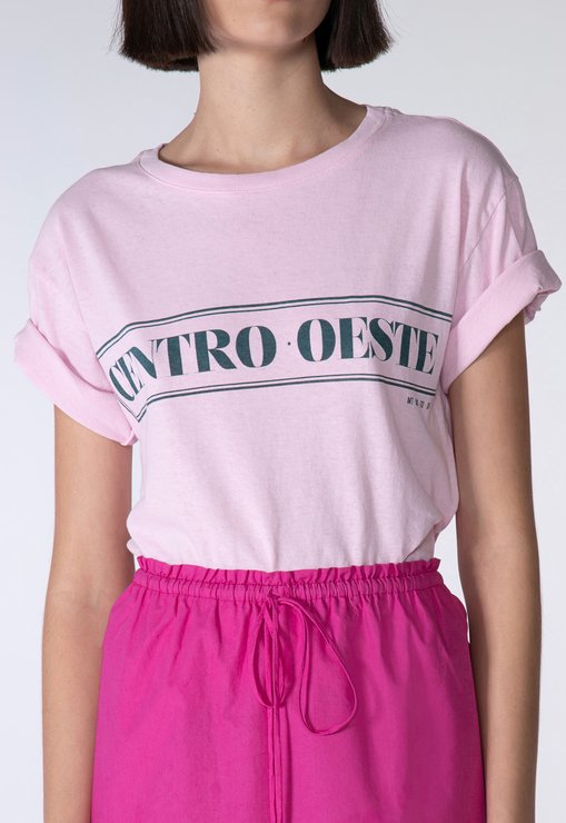 Camiseta Com Estampa Rosa Schutz Bianca Em Malha
