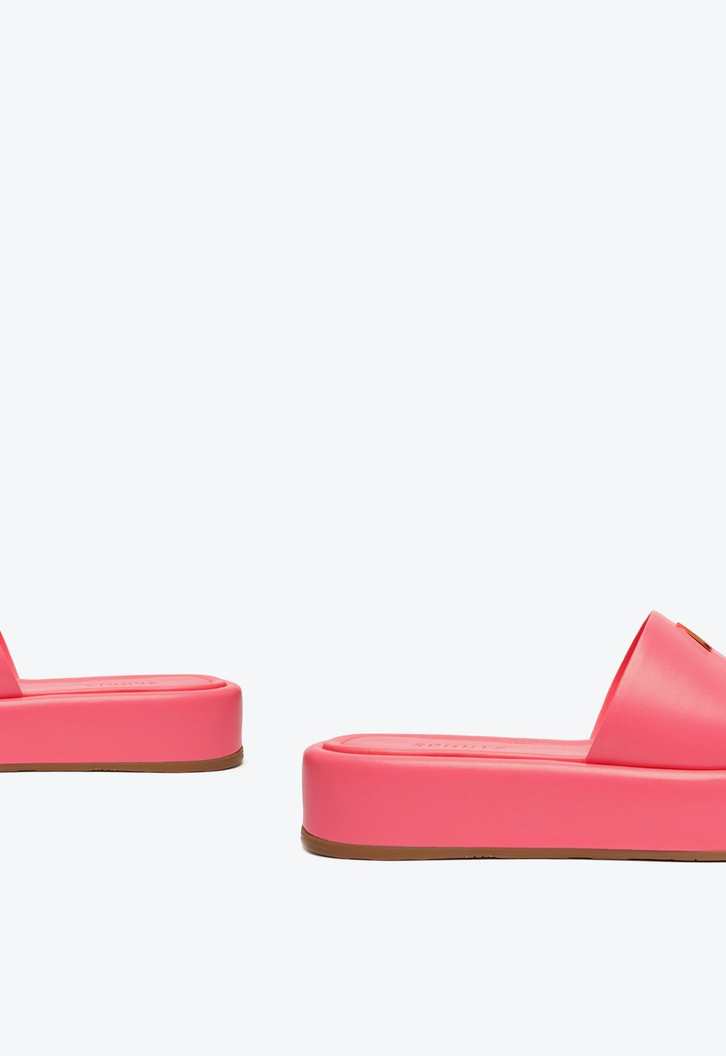 Sandália Plataforma Couro Rosa