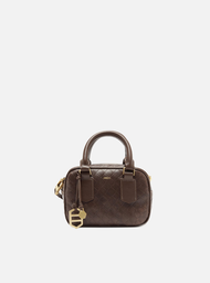 Bolsa Bowling Marrom Arezzo Couro Tressê Pequena