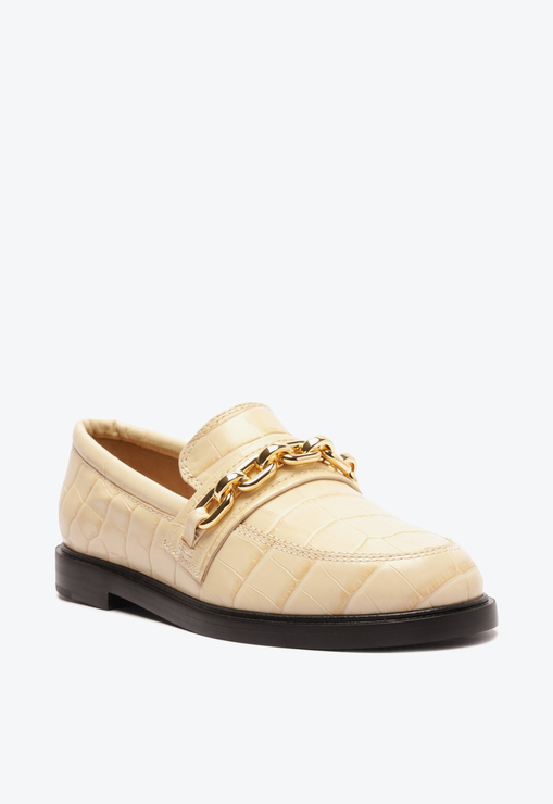 Mocassim Dannie Couro Croco Branco