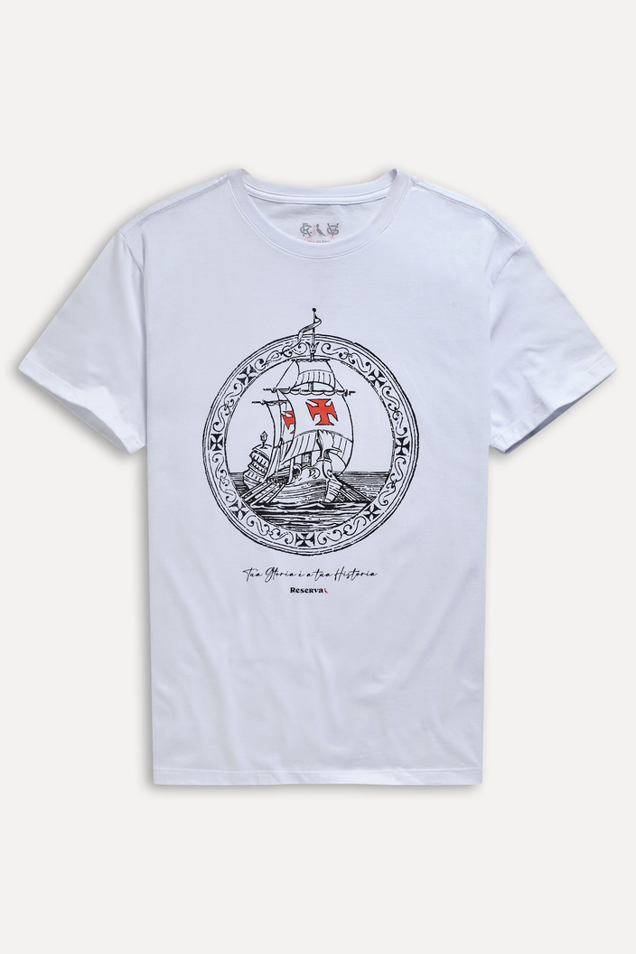 Camiseta Branca Reserva Estampada Vasco Caravela