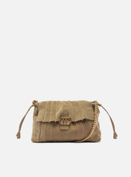 Bolsa Cinza Grande Alça Dourada