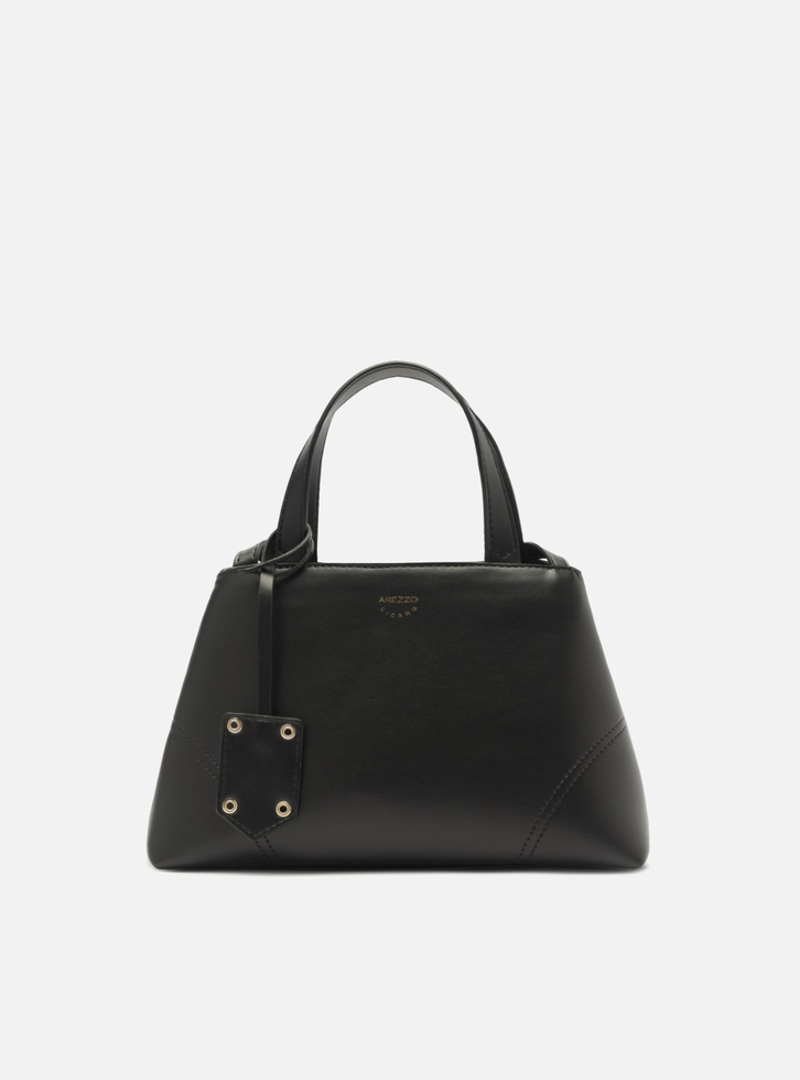 Bolsa Tote Preta Média Costuras Bag Charm