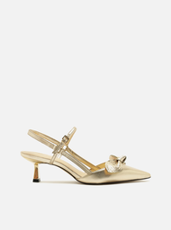 Scarpin Dourado Arezzo Salto Fino