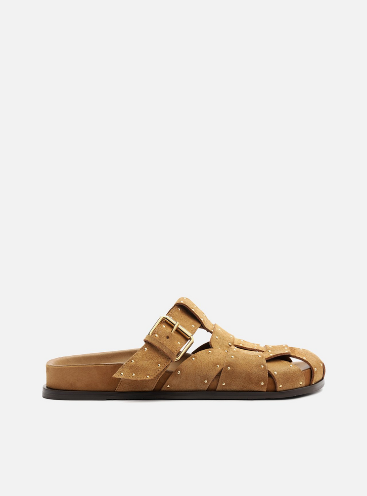 Mule Clog Marrom Acamurçada Tachas | ZZ MALL