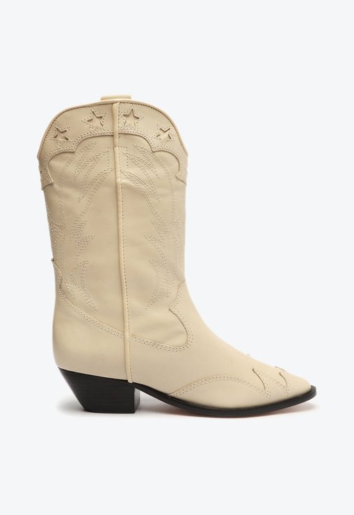Bota S-Cicera Salto Bloco Couro Creme