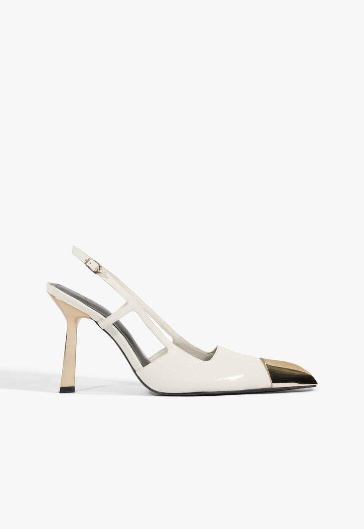 Scarpin Slingback Verniz Branco