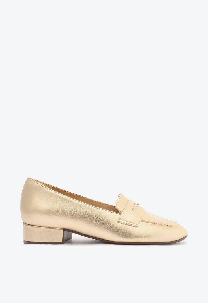 Sapato Salto Bloco Dourado Classy