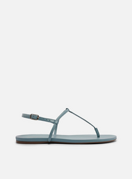 Sandália Rasteira Azul Tiras Slim Básica