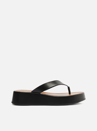 Tamanco Flatform Preto Arezzo Couro Thong