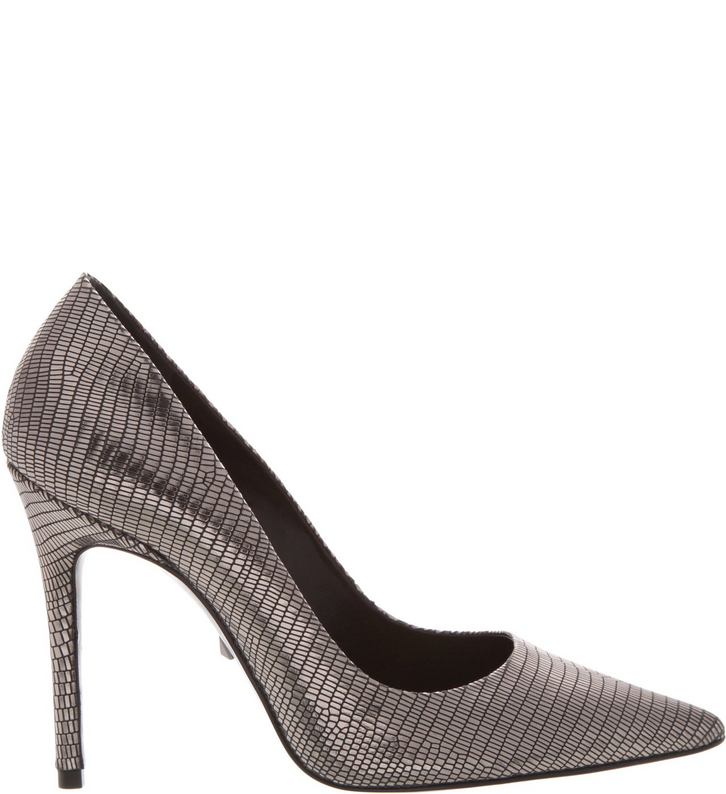 Sapato Scarpin Classic Cinza Metalizado