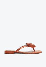 Rasteira Laranja Anacapri Tradicional Flor Damasco