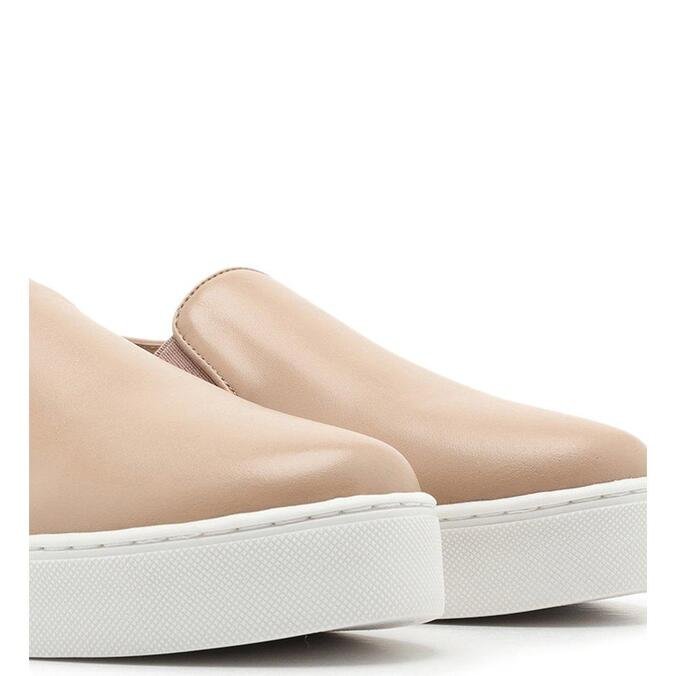 Tênis Arezzo Slip On Couro Nappa Light Cream