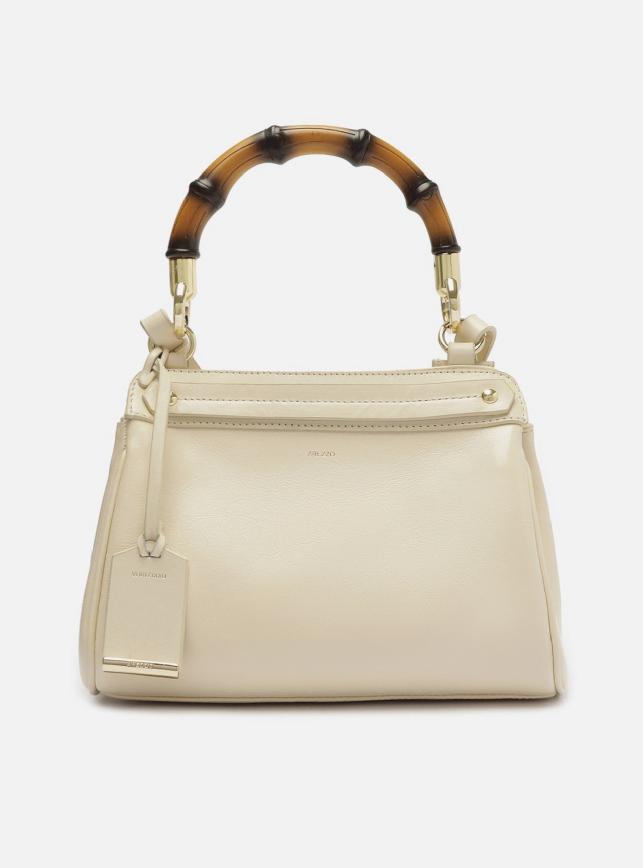 Bolsa Tote Off-white Arezzo Couro Média Alça Bambu | ZZ MALL