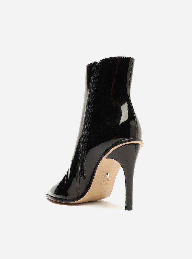 Bota Preta Arezzo Verniz Cano Curto Salto Alto Fino