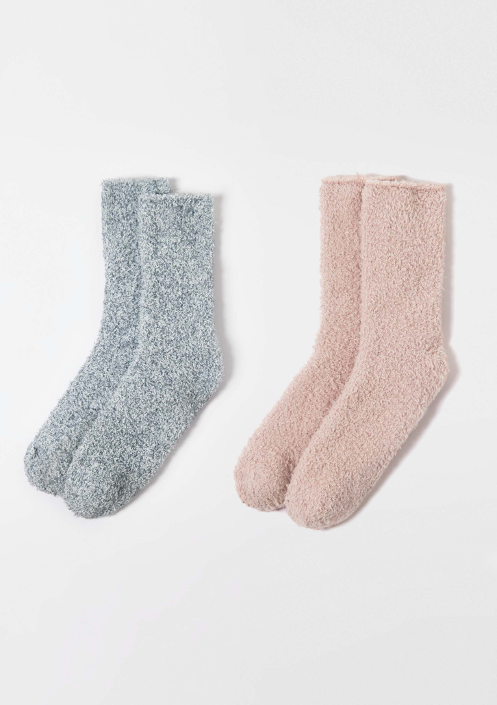 Kit 2 Pares De Meias Cinzas e Rosas Hering Cano Longo Estampadas Em Fleece