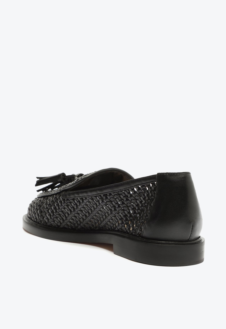 Mocassim Couro Tramado Preto