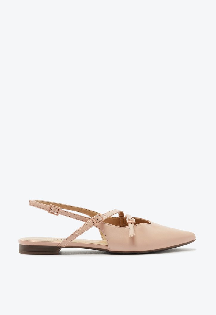 Sapatilha Slingback Bico Fino Duas Tiras Rosa