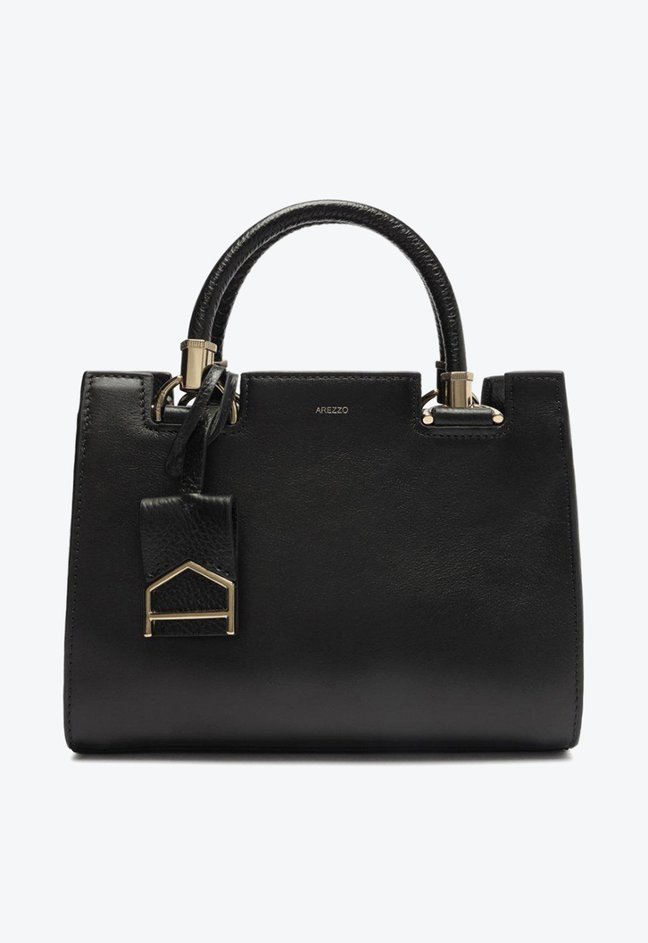Bolsa Tote Preta Arezzo Couro Abbraccio