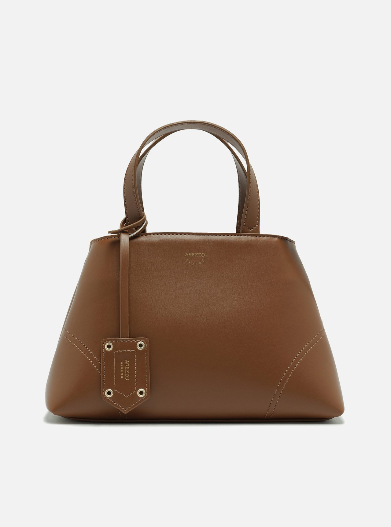 Bolsa Tote Marrom Média Costuras Bag Charm Bolsa Tote Marrom Média Costuras Bag Charm