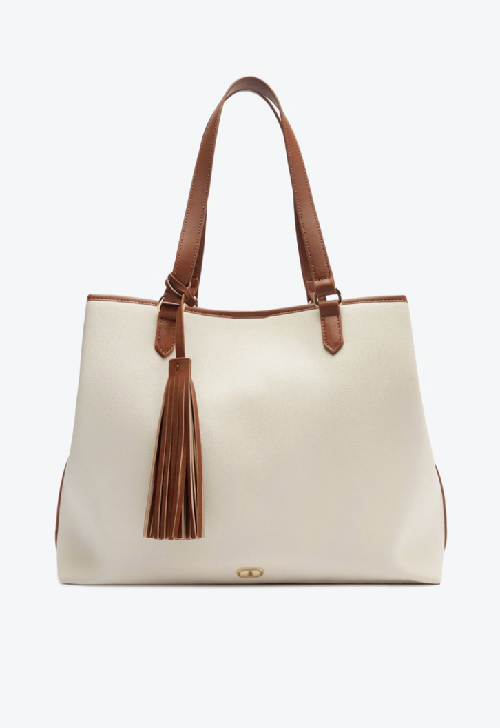 Bolsa Shopping Grande Tassel Bege