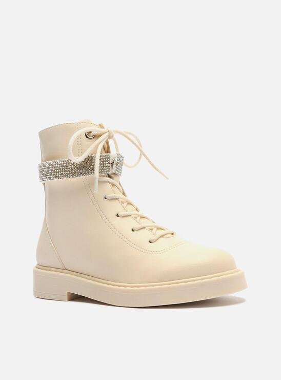 COTURNO INFANTIL OFF-WHITE AREZZO TIRA STRASS BAMBINI