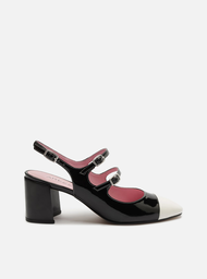 Sapato Preto Arezzo Boneca Verniz Tiras Cap Toe