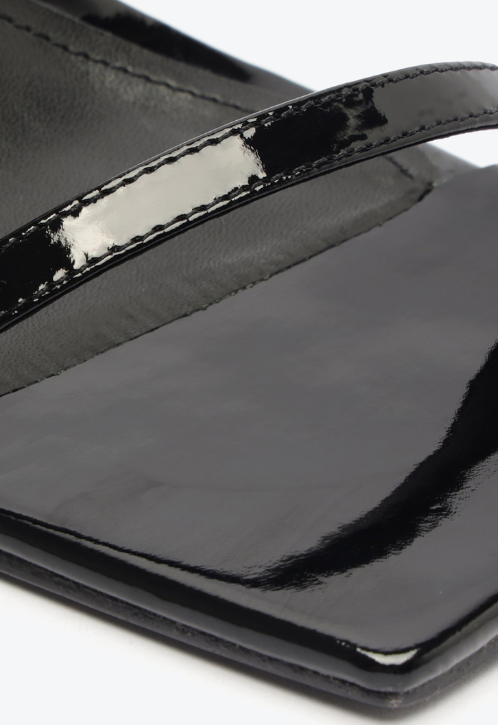 Sandália Salto Alto Vinil Preto