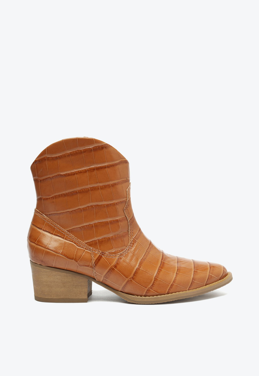 Bota Souli Couro Croco Marrom