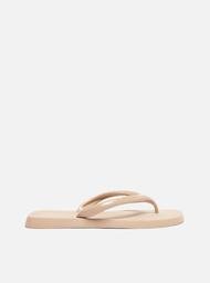 Chinelo De Dedo Nude Brizza Bico Quadrado
