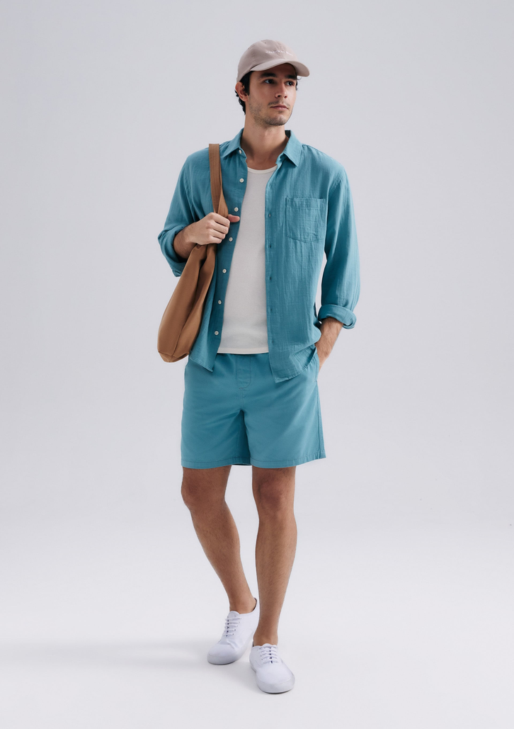 Shorts Azul Hering Masculino De Sarja