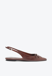 Sapato Marrom Schutz Slingback Cady Ballet Couro