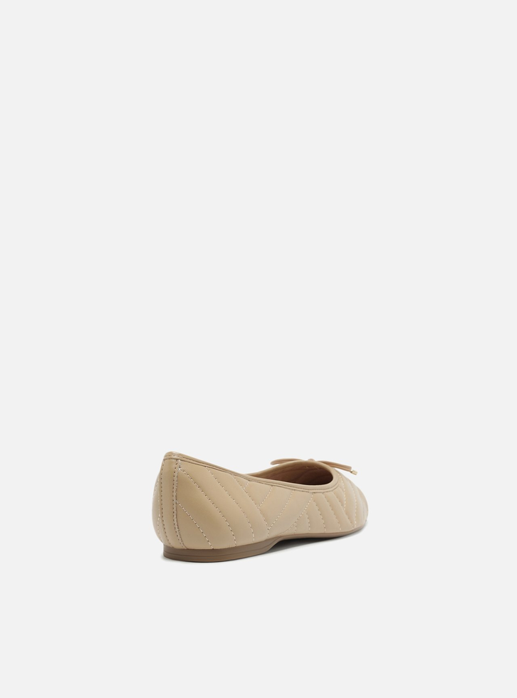 Sapatilha Nude Laço Bico Quadrado
