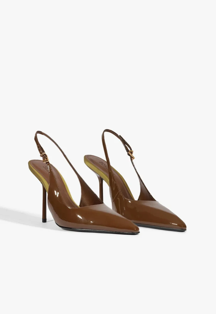 Scarpin Slingback Leona Couro Marrom | ZZ MALL