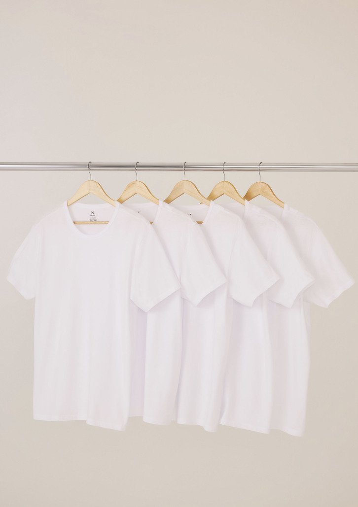 Kit Com 5 Camisetas Brancas Hering Básicas Slim