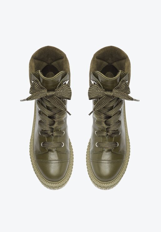 BOTA COTURNO VERDE SCHUTZ BOLD COURO
