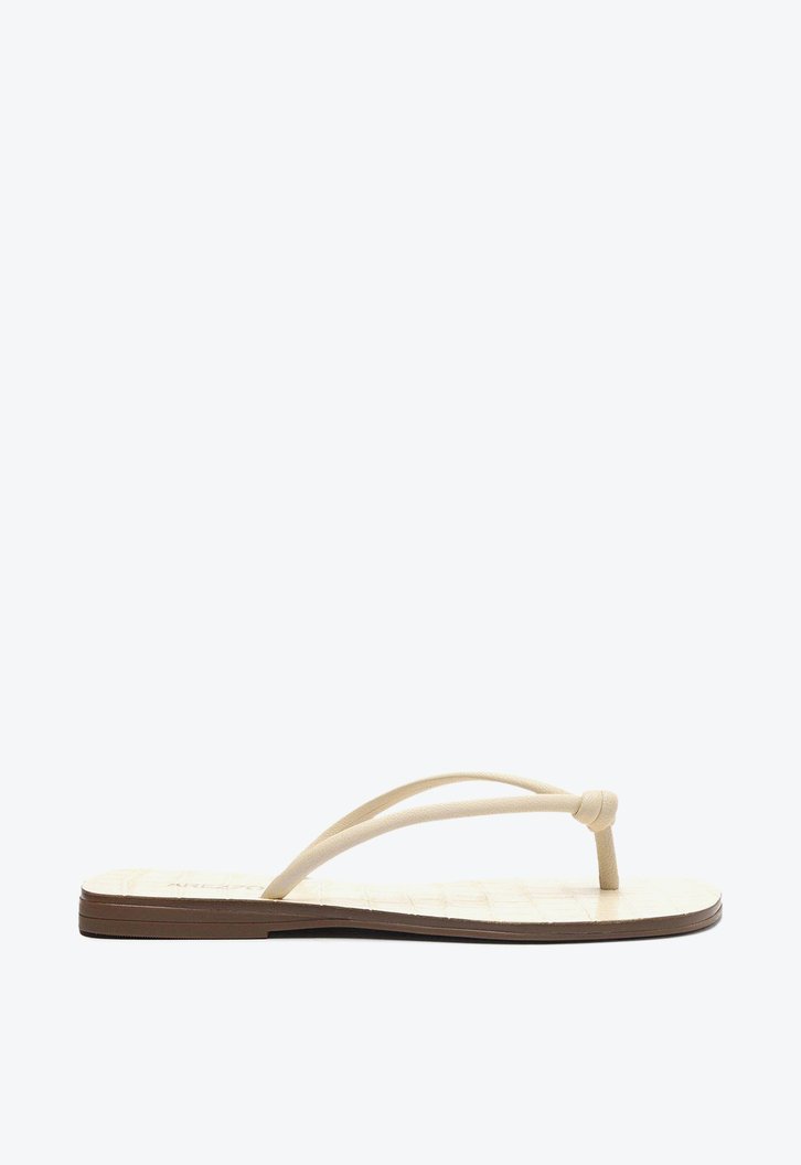 Sandália Rasteira Off-White Arezzo Couro Croco
