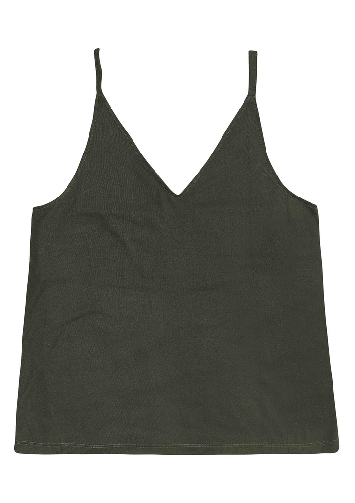 Regata Verde Musgo Dzarm Decote V Com Alças Finas