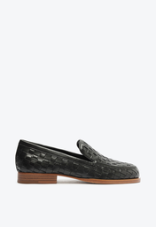 Mocassim Casual Preto Schutz Flats Couro Tramado