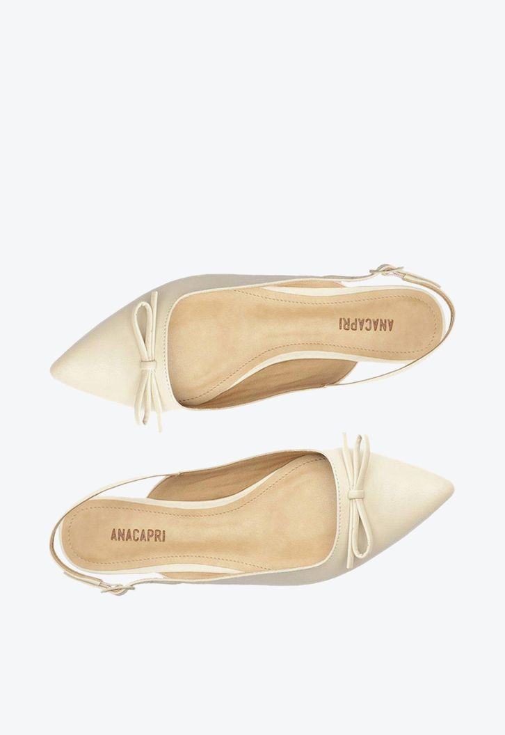 Sapatilha Branca Anacapri Slingback Bico Fino Laço
