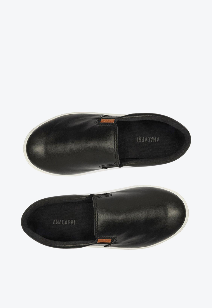 Slip On Flatform Preto Anacapri Tênis Liso Básico