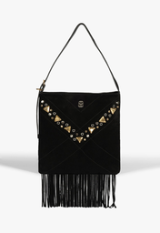 Bolsa Mally Tiracolo Pequena Franjas Preto