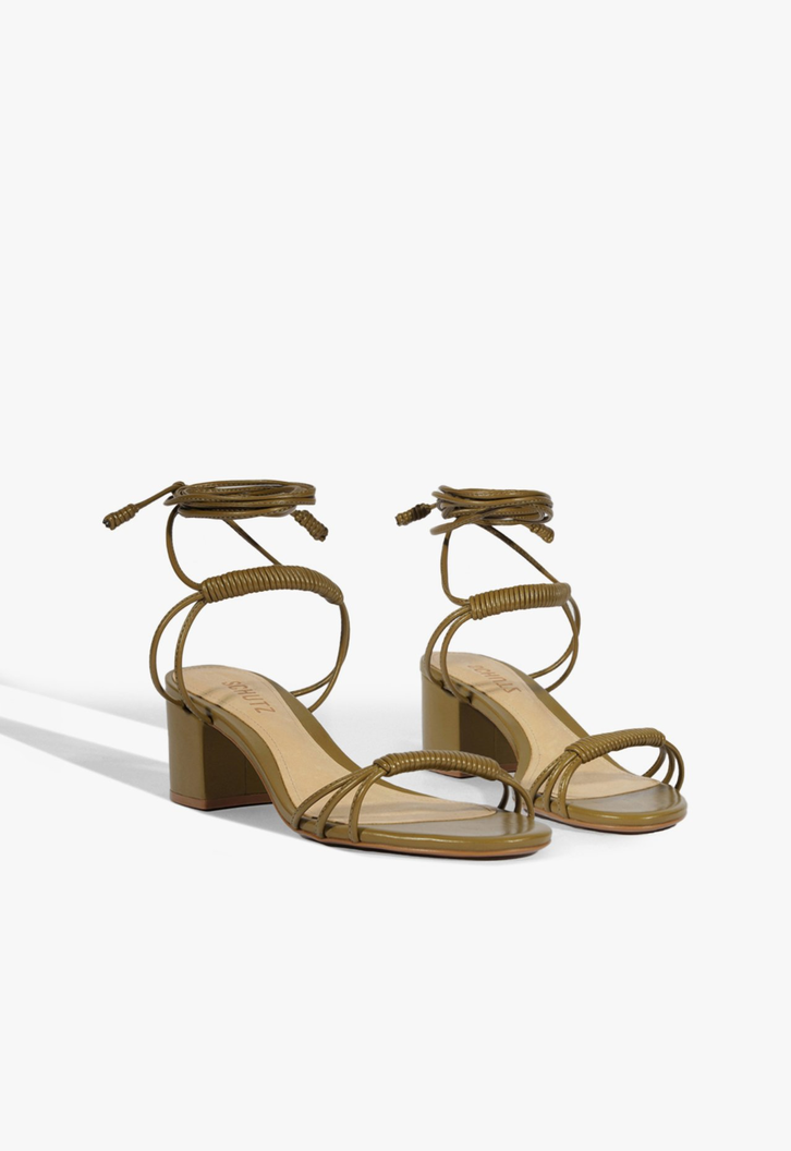 Sandália Block Heel Lace-Up Marrom