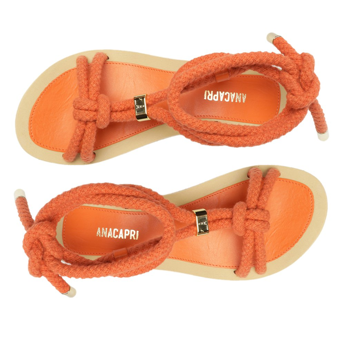 Sandália Flatform Amarração Laranja Papaya Paloma Corda