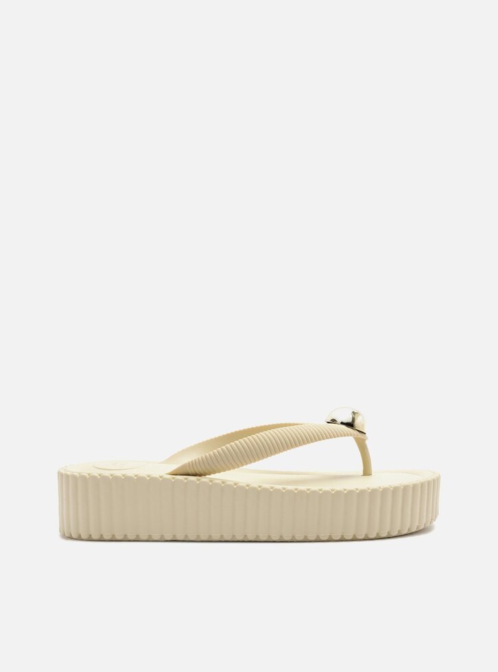 Sandália Flatform Branca Metal Brizza