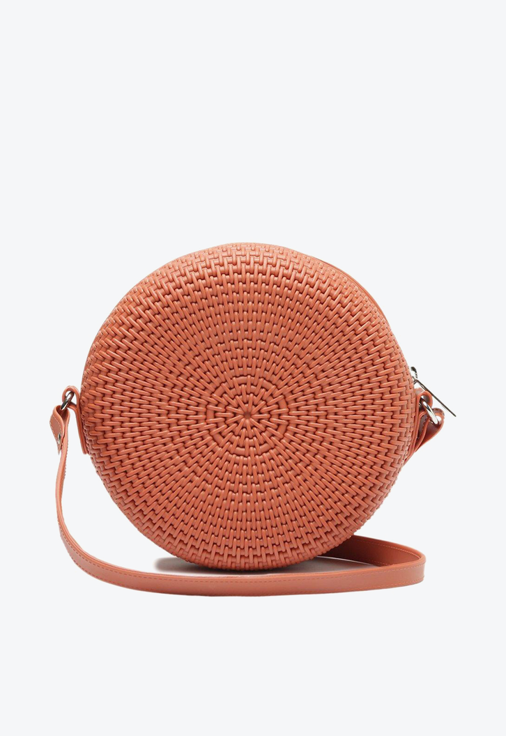 Crossbody Laranja Anacapri Redonda Texturizada