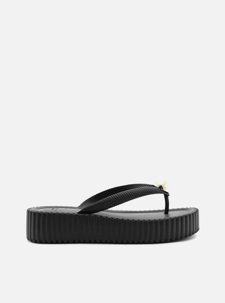 Sandália Flatform Preta Metal Brizza