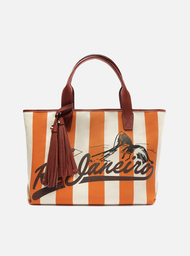 Bolsa Shopping Laranja Arezzo Lona Grande Rio