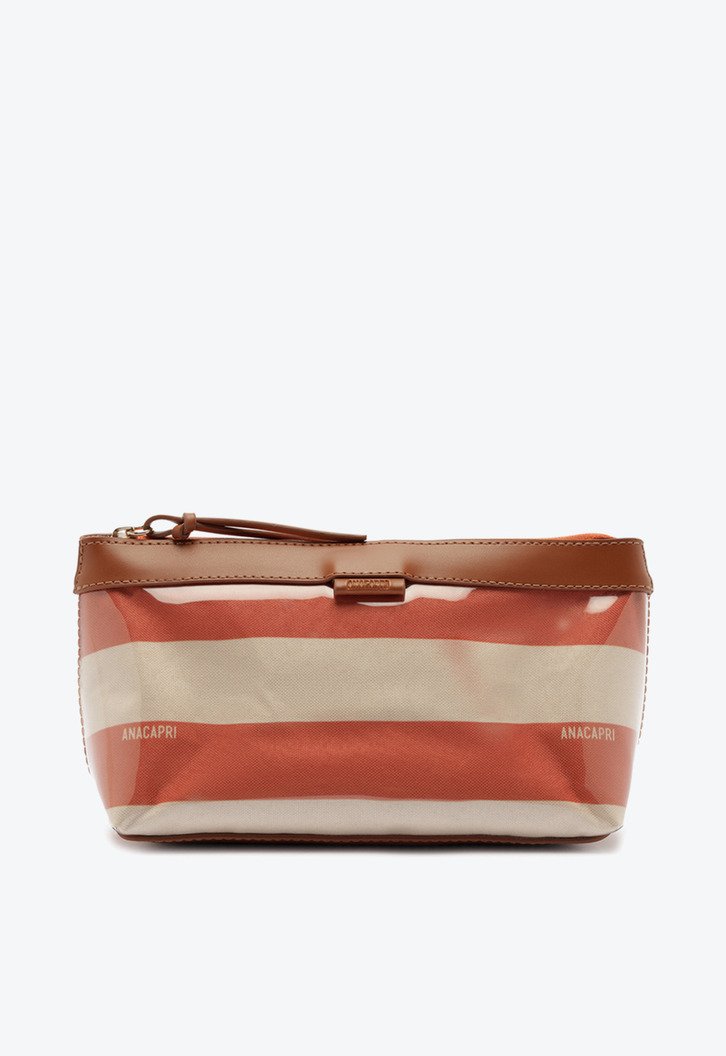 Necessaire Anacapri Média Listras Vinil Laranja